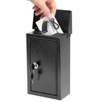 Xydled Wall-mounted Key Drop Box With Lock, Metal Wide-open, Black. Fixed Price $31.28.