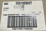 Rubbermaid 3D61 White Garage Organizer Mounting Wall End Brackets - Case Qty 12. Fixed Price $38.21.