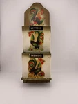Vintage Rooster Tin Mail Bill Organizer Wall Hanging Key Ring Holder - A1. Fixed Price $19.00.