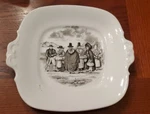 Antique Black Transferware Ironstone Handled Plate Newman Welsh Costume. Fixed Price $14.99.