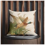 Linen Throw Pillow Covers Mallard Duck Flying Out Reed 18X18 Double Sided Vin.... Fixed Price $18.57.
