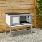 Elevated Rabbit Hutch Cage Wooden Bunny Small Pet Animal House Gray. Fixed Price $60.99.