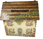 Wooden Hand Painted Cottage Mail Box Hinged Lid Wall Storage Garden Design. Fixed Price $34.99.