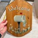 Croys Country Crafts Hand Painted Wood Welcome Sign Mailbox Butterfly Folk Art. Fixed Price $25.00.