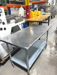 Table /commercial Stainless Steel Top Bakers & Butchers Best 60"X30"X36"H. Fixed Price $575.00.
