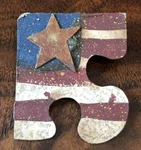 Handcrafted Primitive Country Usa Americana Flag Pin Brooch Puzzle Piece. Fixed Price $6.99.