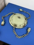 C.1920 Brass Flush Mount Light Fixture, 3 Hanging Sockets W/ Chains 11.75"DIA. Fixed Price $34.00.