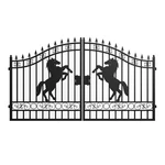 12X8 Ft Dual Swing Driveway Gate Ornamental Horse Powder Coated Galvanized Steel. Fixed Price $1590.00.