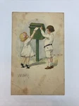Antique Mail Box Postcard Two Kids Sending Posted 1913 As Is. Fixed Price $8.76.