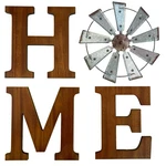 Btd Rustic Home Sign Large Walnut Wood Letters With Metal Windmill Decor. Fixed Price $76.24.