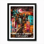 Miami Gateway To The Americas, Folk Framed Wall Art Poster Canvas Print Picture. Fixed Price $47.13.