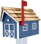Handcrafted Amish Cedar Mailbox With Window & Door Trim - Country Blue White. Fixed Price $248.99.