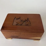Vintage? Wilderness Woods Deer Etched Trinket Box With Lining Cabin Decor 5X3". Fixed Price $12.00.