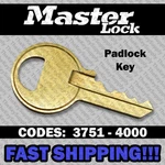Master Padlock Replacement Key Cut To Your Code 3751 - 4000. Fixed Price $7.99.