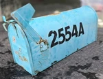 Vintage Blue Metal Mailbox Rustic Teal Aqua Patina Distressed Steampunk 2554A. Fixed Price $49.95.