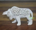 Stone Charging Bull Figurine Hand Carved Statue Baby Inside Tummy Undercutt Art. Fixed Price $74.21.