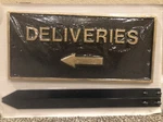 Montague 15" X 7" Deliveries Left Arrow Large Plaque Sign- Hammered Bronze. Fixed Price $49.95.