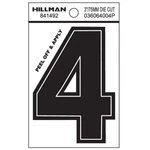 Hillman 3-IN. Adhesive Black House Number 4. Fixed Price $5.75.