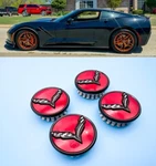 New Set Of 4 Red Black Wheel Center Cap For C7 Flags Corvette 68MM 2.7". Fixed Price $22.99.