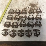 20 Architectural Salvage Iron Fence Post Rail Brackets Cast. Fixed Price $45.00.