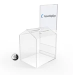 Acrylic Small-house Shaped Donation Box Pad-lock Tip Charity Tithing. Fixed Price $21.69.