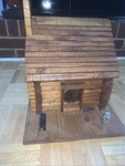 Vintage Handcrafted Wooden Log Cabin Bird House 12.5 X 13.5 Deep Tall. Fixed Price $45.00.