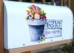 Magnet (partial Cover) Spring Potted Bunny With Pansies Custom. Fixed Price $6.95.