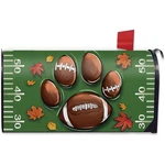 Fall Football Cat Dog Mailbox Cover Magnetic Standard Size 21" 18", Green Paw. Fixed Price $9.99.