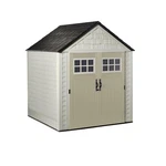 Outdoor Storage Shed 7X7 Ft Weatherproof Lockable Double Beige Rubbermaid. Fixed Price $1278.99.