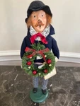 Vintage Signed Byers Choice Ltd Edition 1985 Caroler W/ Plaid Bow & Berry Wreath. Fixed Price $49.99.