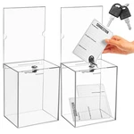 Pack Acrylic Donation Box With Lock Tall Tip Jars 8.2 6.7 5 In Suggesti.... Fixed Price $65.60.