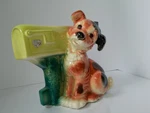 Vintage 1950'S Royal Copley Puppy Dog At Mailbox Flower Succulent Planter 8". Fixed Price $32.90.
