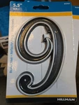 House Number 9 Hillman Sign Center Plastic Reflective 5.5 W/ Screws New!. Fixed Price $5.00.