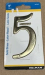 Hillman 847047 4''IN Nail-on Solid Brass House Mailbox Number #5 Nos-sealed. Fixed Price $12.99.