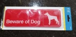 Lot Of 2 New Beware Dog Hillman 848636 Plastic Self Adhesive Sign, 3IN X 9IN. Fixed Price $11.99.