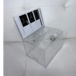 Clear Acrylic Lockable Donation Box With Key And Instructions. Fixed Price $12.99.
