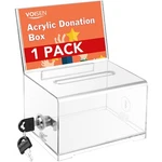 Voisen Clear Donation Box With Lock,ballot Sign Holder,suggestion Bo.... Fixed Price $17.31.
