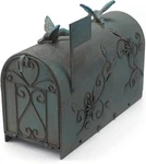 Vintage Green Heavy Duty Galvanized Steel Mailbox Post With Bird Decor. Fixed Price $99.99.