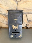 Vtg Wall Mount Farmhouse Black Mailbox Hanging Fulton Ill Usa Rustic Decor. Fixed Price $24.99.