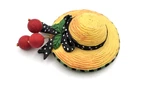 Sun Hat Flowers Ribbon Refrigerator Magnet. Fixed Price $10.95.