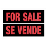 Hillman 841968 Red & White Bilingual For Sale Sign - 12" X 8". Fixed Price $5.95.