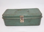 Vintage Unbranded Rusty Green Tackle Box Tool Utility Chest Craft Vignette. Fixed Price $22.95.