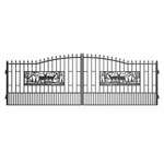 Wrought Iron Driveway Gates, 20' Dual Swing Black Galvanized Steel, Deer Design. Fixed Price $800.00.