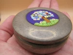 Vintage Continental Silver Box Large Size With Millefiori Enamel Glass Design. Fixed Price $193.40.