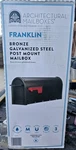 Franklin Galvanized Steel Bronze Post-mount Architectural Mailbox. Fixed Price $25.00.