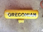 Vintage Oregonian Newspaper Tube Metal Yellow Black Rare. Fixed Price $59.95.