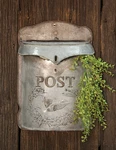 Vintage Look Galvanized Metal Mailbox Embossed Shabby Chic Primitive. Fixed Price $44.99.