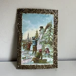 Vintage New Years Greetings Glitter Post Card Wall Hanging Volland Snowman. Fixed Price $24.99.