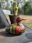 Hand Painted Wooden Duck Trinket Box Carved Folk Art Decoy Style Lift Off Lid. Fixed Price $28.50.