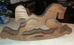 Hand Crafted Amish Folk Art Wooden Rocking Horse Toy - 20.5" X 10" Signed. Fixed Price $58.00.